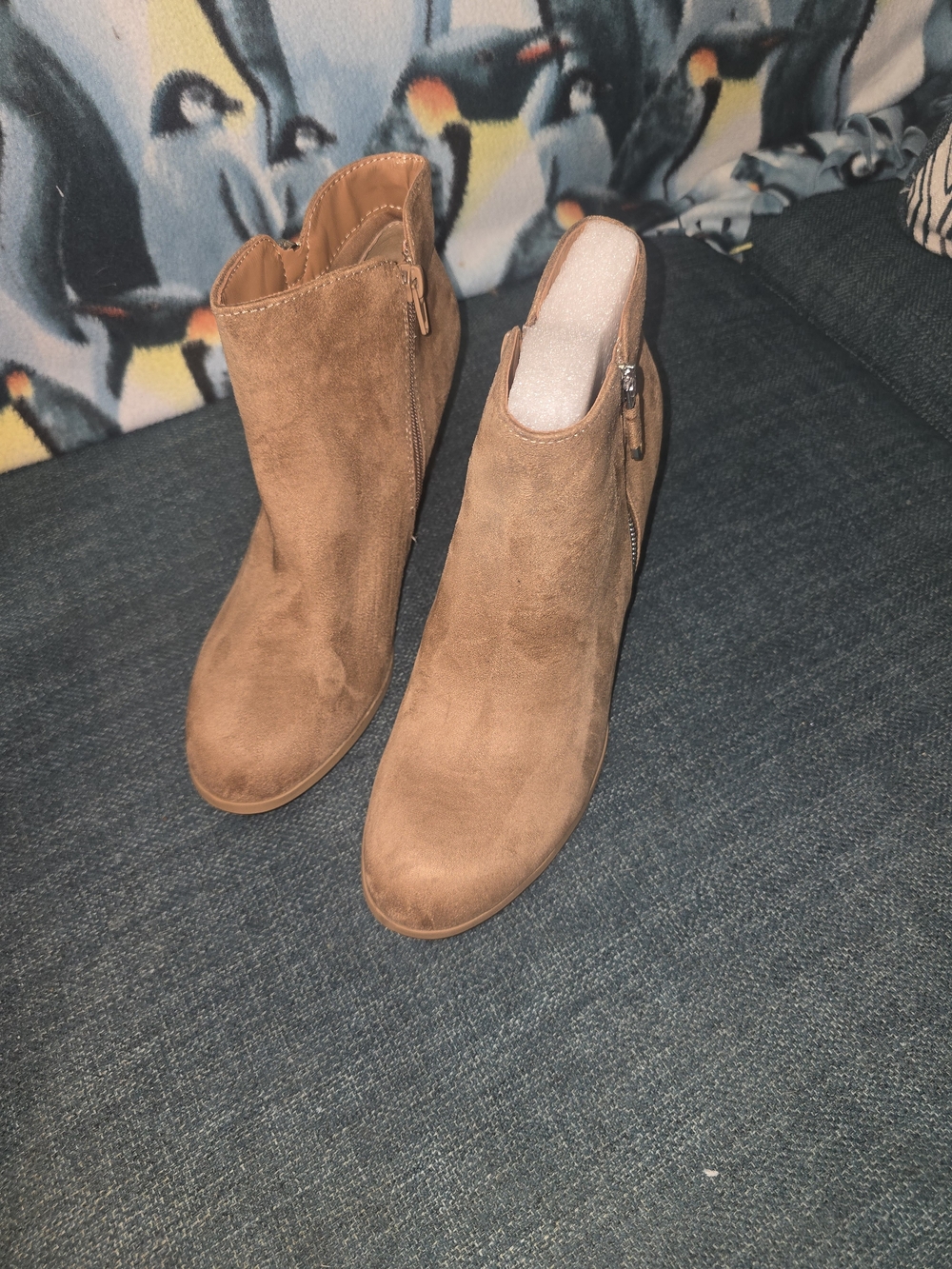 Women's Brown Suede Ankle Boots - Classic Zip Side Chelsea
